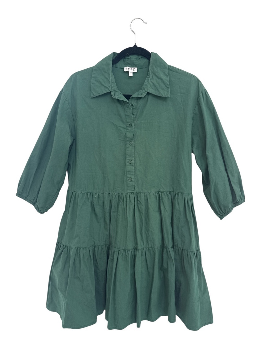 TCEC green tiered shirt dress